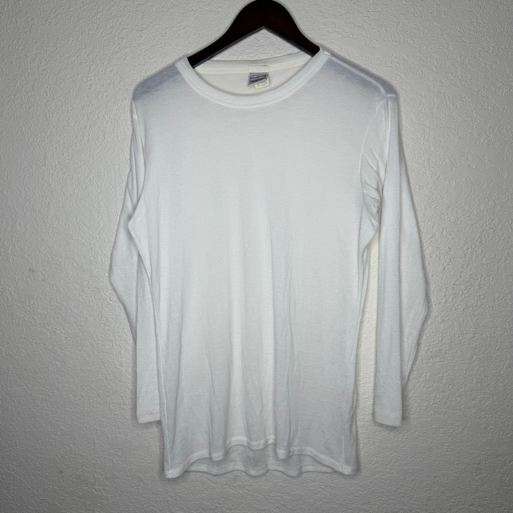Patagonia Capilene Long Sleeve Base Layer Shirt White Mens Medium Made in USA